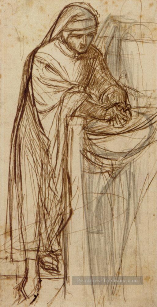 Étude pour Dante à Vérone avec une Confrérie préraphaélite préliminaire Dante Gabriel Rossetti Peintures à l'huile
